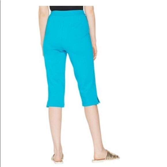 Joan Rivers Signature Ponte Knit Pull-On Khaki Slim Leg Capri Pants w/Side Slits - Picture 2 of 5